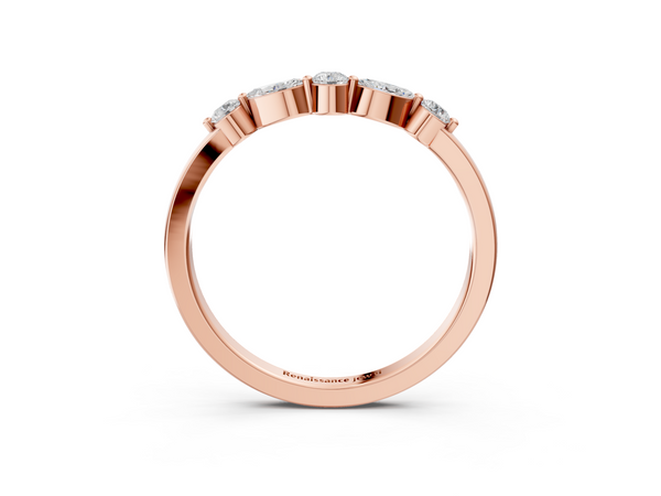 Rose gold Round and Marquise Diamond Half Eternity Band with Prong Setting