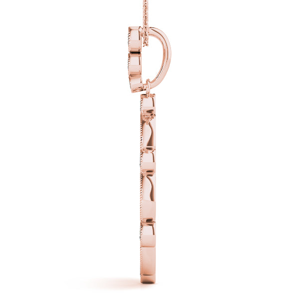 Rose gold Round and Marquise Diamond Milgrain Halo Pendant 2