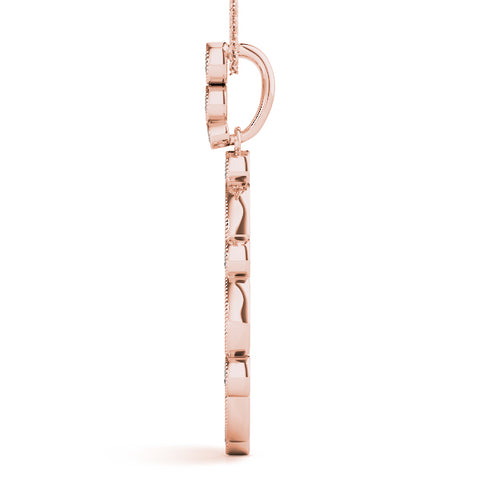 Rose gold Round and Marquise Diamond Milgrain Halo Pendant 2