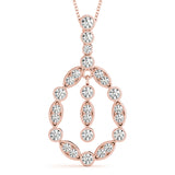 Rose gold Round and Marquise Diamond Milgrain Halo Pendant