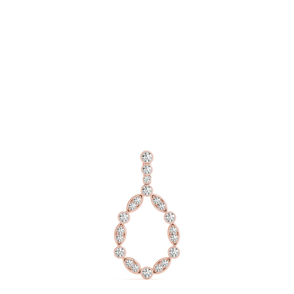 Rose gold Round and Marquise Diamond Milgrain Prong Pendant