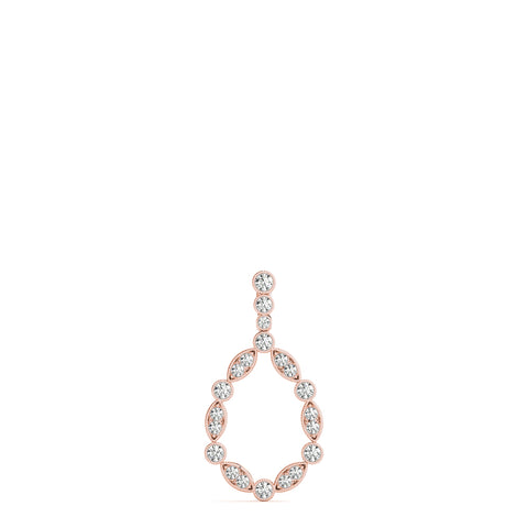 Rose gold Round and Marquise Diamond Milgrain Prong Pendant 1