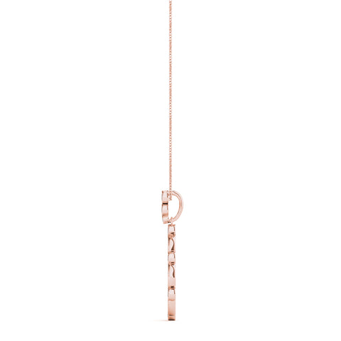 Rose gold Round and Marquise Diamond Milgrain Prong Pendant 2