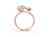 Rose gold Round and Marquise Toi Moi Ring with Prong Setting and Micro Pave Band 3