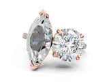 Rose gold Round and Marquise Toi Moi Ring with Prong Setting and Pave Band_74