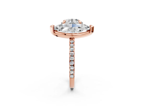 Rose gold Round and Marquise Toi Moi Ring with Prong Setting and Pave Band