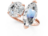 Rose gold Round and Marquise Toi Moi Ring with Prong Setting and Plain Band 1