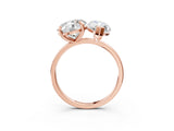Rose gold Round and Marquise Toi Moi Ring with Prong Setting and Plain Band 3