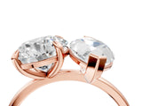 Rose gold Round and Marquise Toi Moi Ring with Prong Setting and Plain Band 4