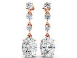 Rose gold Round and Oval Diamond Drop Earrings