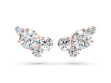 Rose gold Round and Oval Diamond Hydrangea Bouquet Stud Earrings with Round Diamond Accents_12