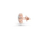 Rose gold Round and Oval Diamond Hydrangea Bouquet Stud Earrings with Round Diamond Accents_13