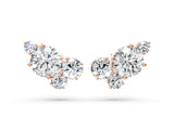 Rose gold Round and Oval Diamond Hydrangea Bouquet Stud Earrings with Round Diamond Accents_4