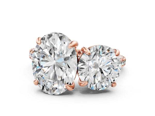Rose gold Round and Oval Toi Moi Ring with Prong Setting and Micro Pave Band