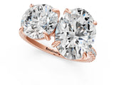 Rose gold Round and Oval Toi Moi Ring with Prong Setting and Micro Pave Band 3