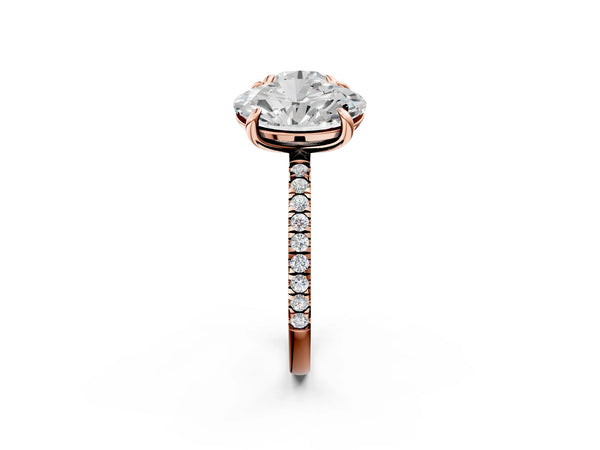 Rose gold Round and Oval Toi Moi Ring with Prong Setting and Micro Pave Band