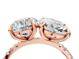 Rose gold Round and Oval Toi Moi Ring with Prong Setting and Micro Pave Band
