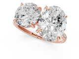 Rose gold Round and Oval Toi Moi Ring with Prong Setting and Pave Band 1