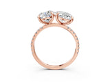 Rose gold Round and Oval Toi Moi Ring with Prong Setting and Pave Band 3