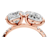 Rose gold Round and Oval Toi Moi Ring with Prong Setting and Pave Band 4