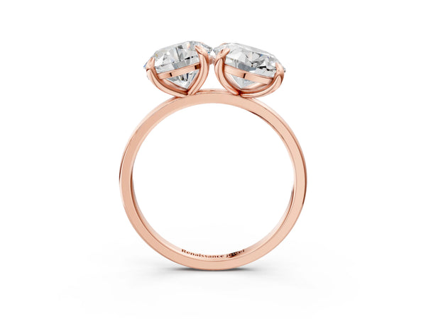 Rose gold Round and Oval Toi Moi Ring with Prong Setting and Plain Band