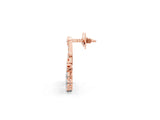 Rose gold Round and Pear Diamond Dangle Earrings_1