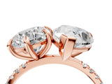 Rose gold Round and Pear Toi Moi Ring with Prong Setting and Micro Pave Band 4