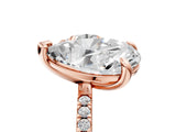 Rose gold Round and Pear Toi Moi Ring with Prong Setting and Micro Pave Band 5
