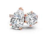 Rose gold Round and Pear Toi Moi Ring with Prong Setting and Micro Pave Band
