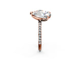 Rose gold Round and Pear Toi Moi Ring with Prong Setting and Pave Band 2