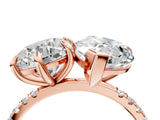 Rose gold Round and Pear Toi Moi Ring with Prong Setting and Pave Band 4