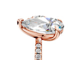 Rose gold Round and Pear Toi Moi Ring with Prong Setting and Pave Band 5