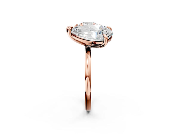 Rose gold Round and Pear Toi Moi Ring with Prong Setting and Plain Band
