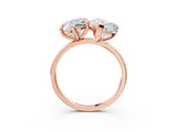 Rose gold Round and Pear Toi Moi Ring with Prong Setting and Plain Band 3