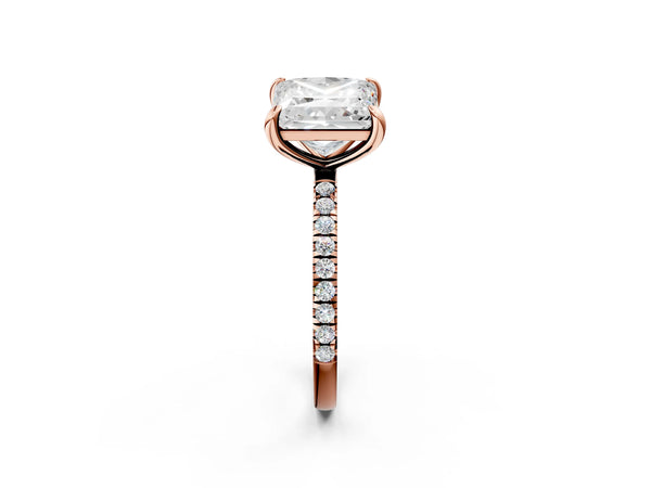 Rose gold Round and Princess Toi Moi Ring with Prong Setting and Micro Pave Band