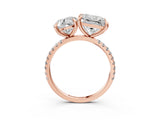 Rose gold Round and Princess Toi Moi Ring with Prong Setting and Micro Pave Band 3