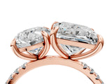 Rose gold Round and Princess Toi Moi Ring with Prong Setting and Micro Pave Band 4