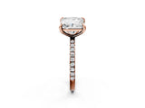 Rose gold Round and Princess Toi Moi Ring with Prong Setting and Pave Band 2