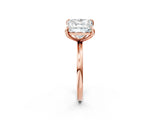 Rose gold Round and Princess Toi Moi Ring with Prong Setting and Plain Band 2