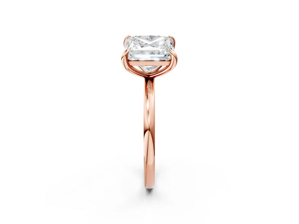 Rose gold Round and Princess Toi Moi Ring with Prong Setting and Plain Band