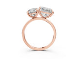 Rose gold Round and Princess Toi Moi Ring with Prong Setting and Plain Band 3