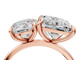 Rose gold Round and Princess Toi Moi Ring with Prong Setting and Plain Band 4