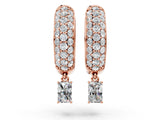 Rose gold Round and Radiant Diamond Huggie Hoop Earrings_28