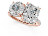 Rose gold Round and Radiant Toi Moi Ring with Prong Setting and Micro Pave Band 1