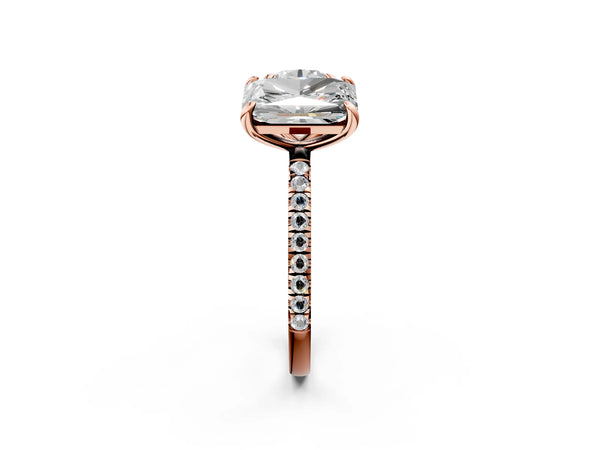Rose gold Round and Radiant Toi Moi Ring with Prong Setting and Pave Band