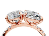 Rose gold Round and Radiant Toi Moi Ring with Prong Setting and Pave Band 4
