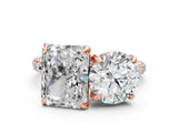 Rose gold Round and Radiant Toi Moi Ring with Prong Setting and Pave Band