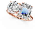 Rose gold Round and Radiant Toi Moi Ring with Prong Setting and Plain Band 1