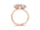 Rose gold Round and Radiant Toi Moi Ring with Prong Setting and Plain Band 3