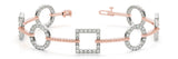 Rose gold Round and Square Diamond Bezel Bracelet with Pave Setting